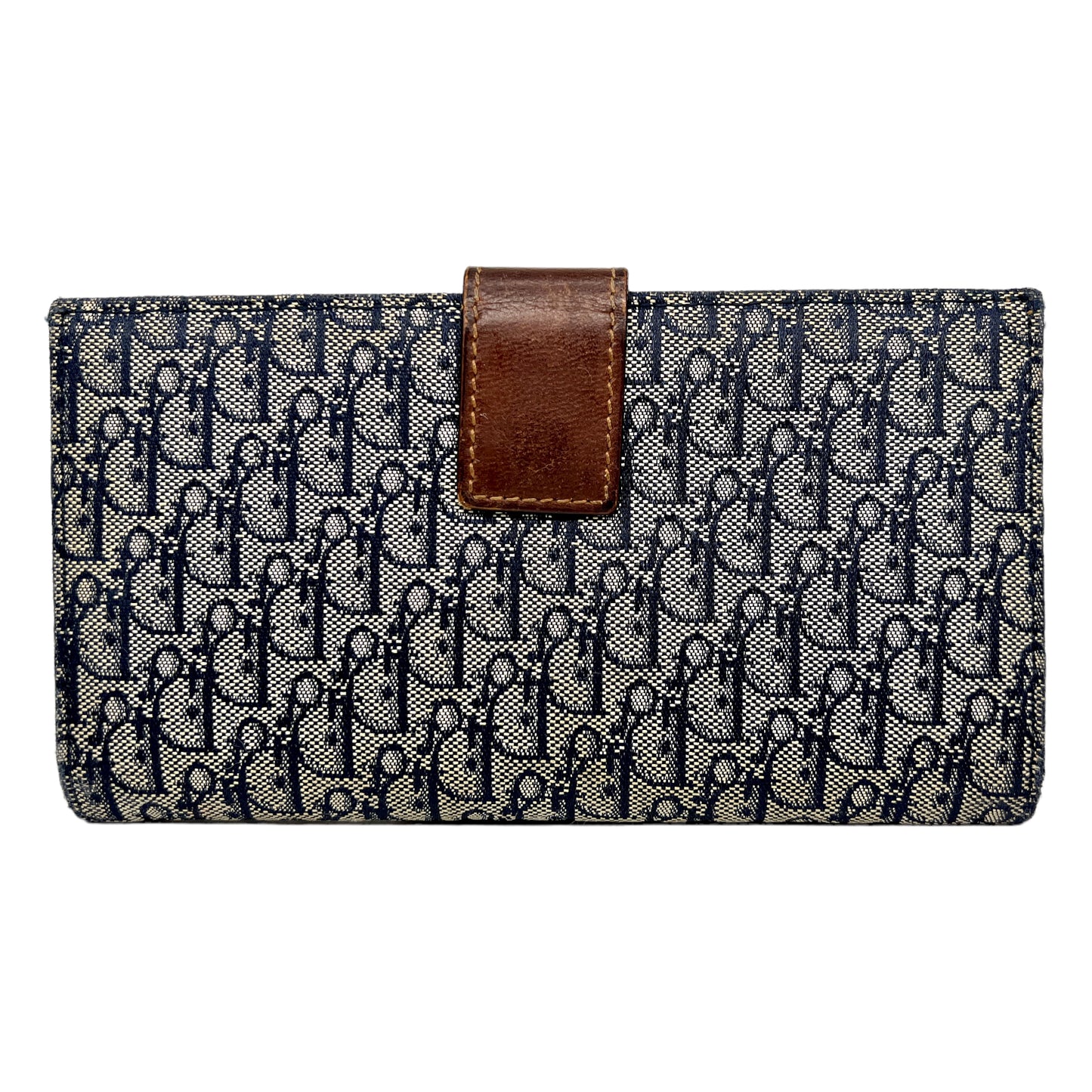 Christian Dior Trotter Print Canvas Wallet with Brown Leather Accent