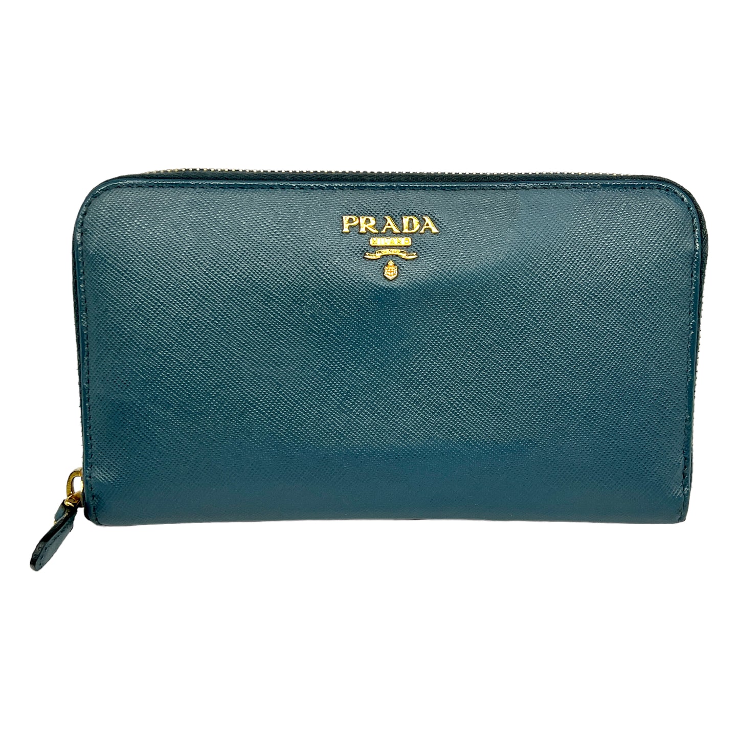Prada Teal Blue Saffiano Leather Wallet