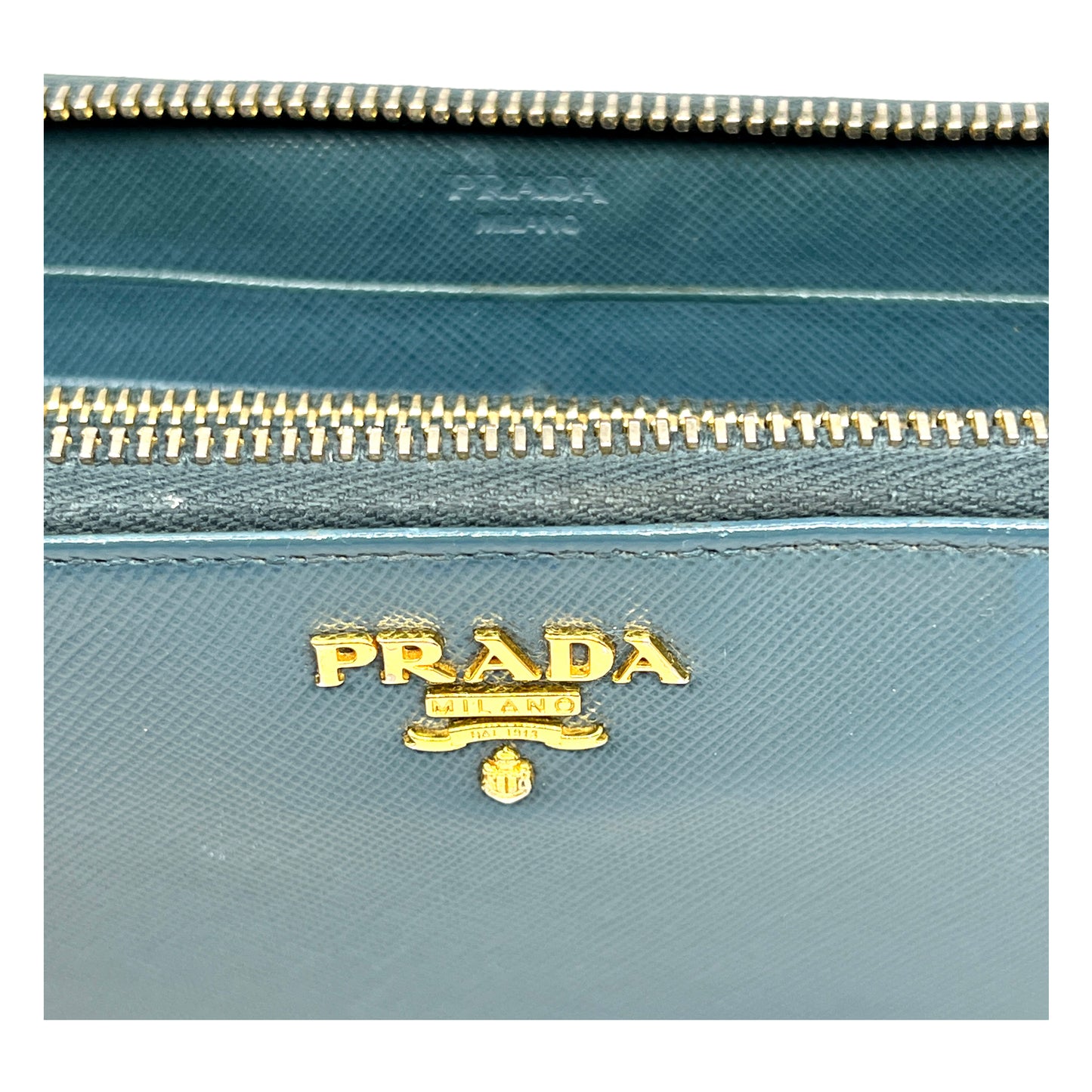 Prada Teal Blue Saffiano Leather Wallet