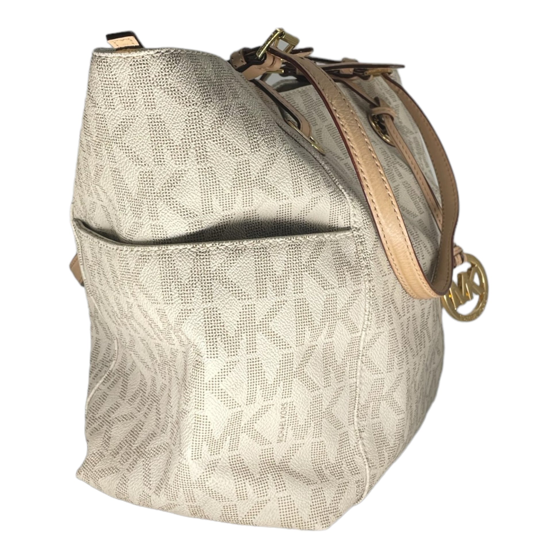 Michael Kors Brown/White Signature Coated Canvas and Leather Jet
