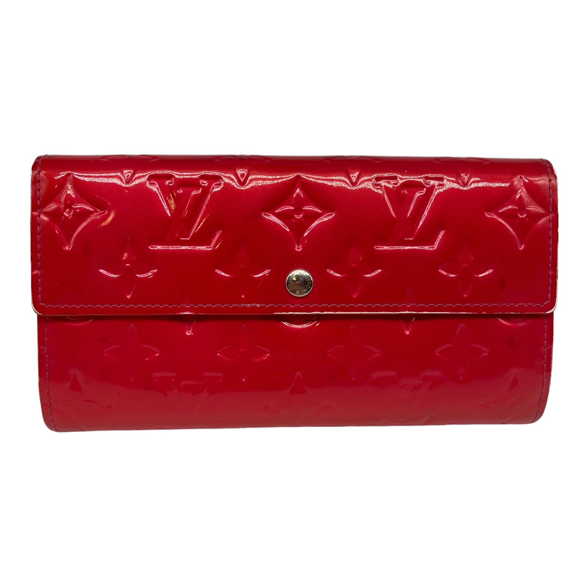 monogram wallet red