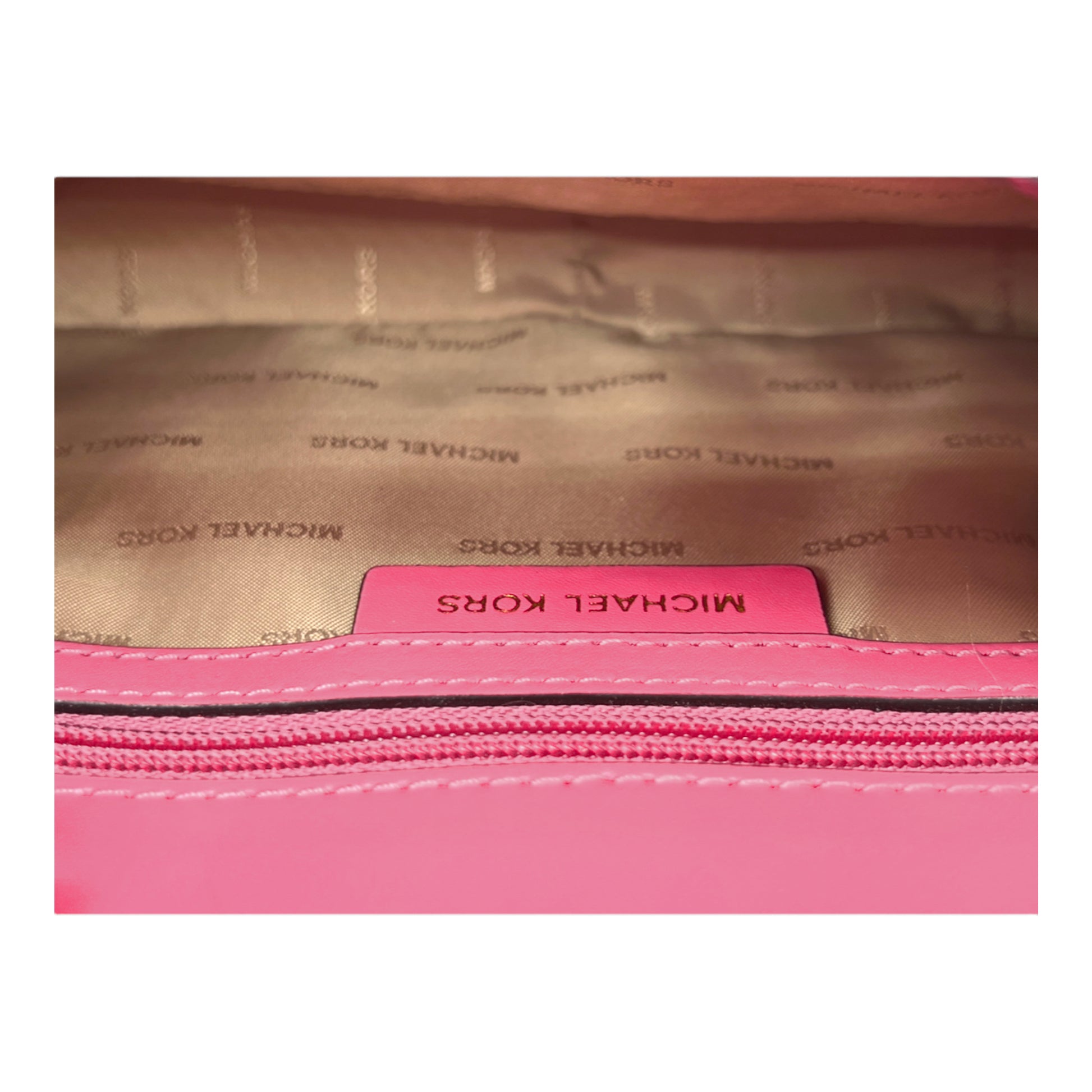 Michael Kors Sloan Editor Beige Soft Pink Leather Chain Strap Small  Shoulder Bag