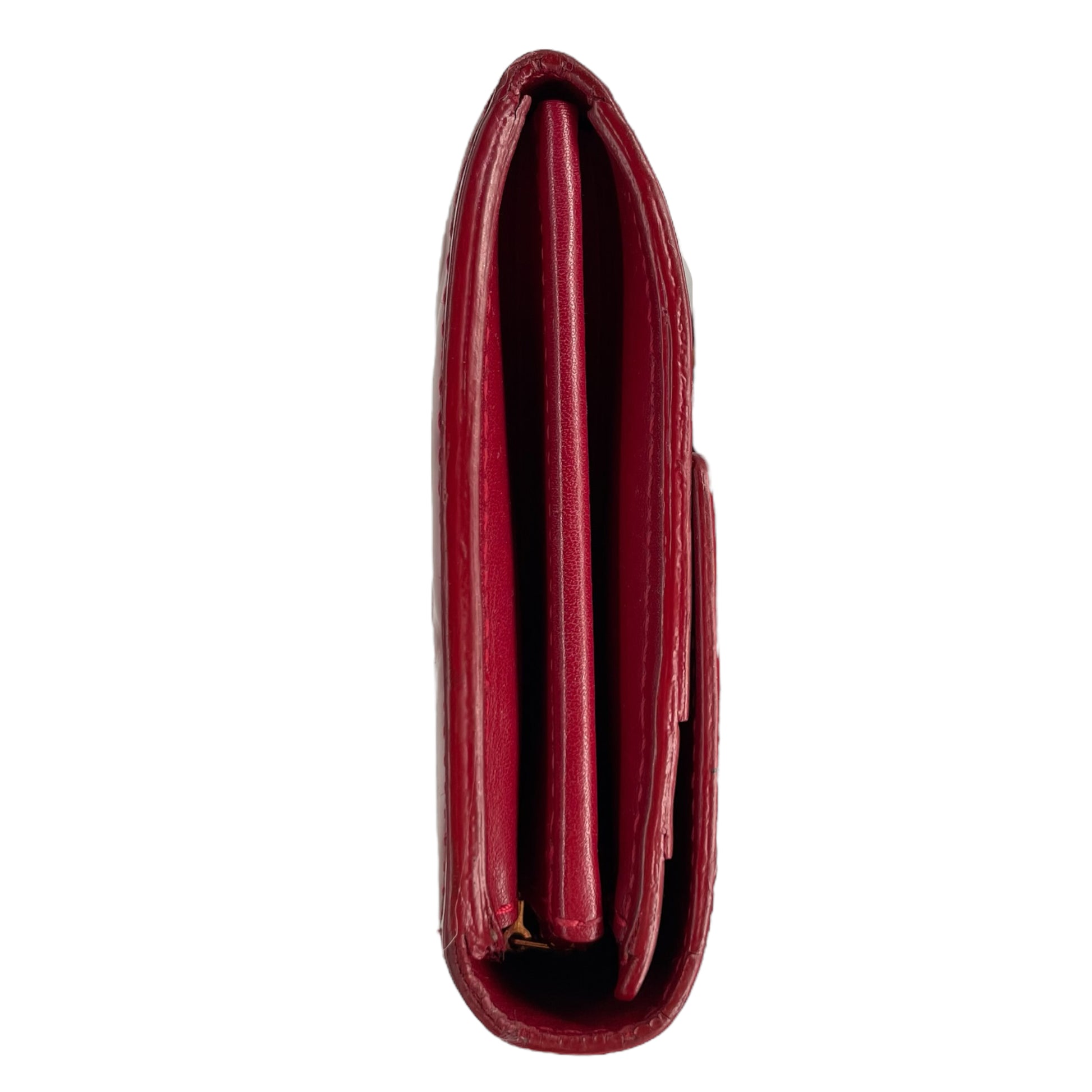 LOUIS VUITTON Sarah Monogram Vernis Leather Wallet Red