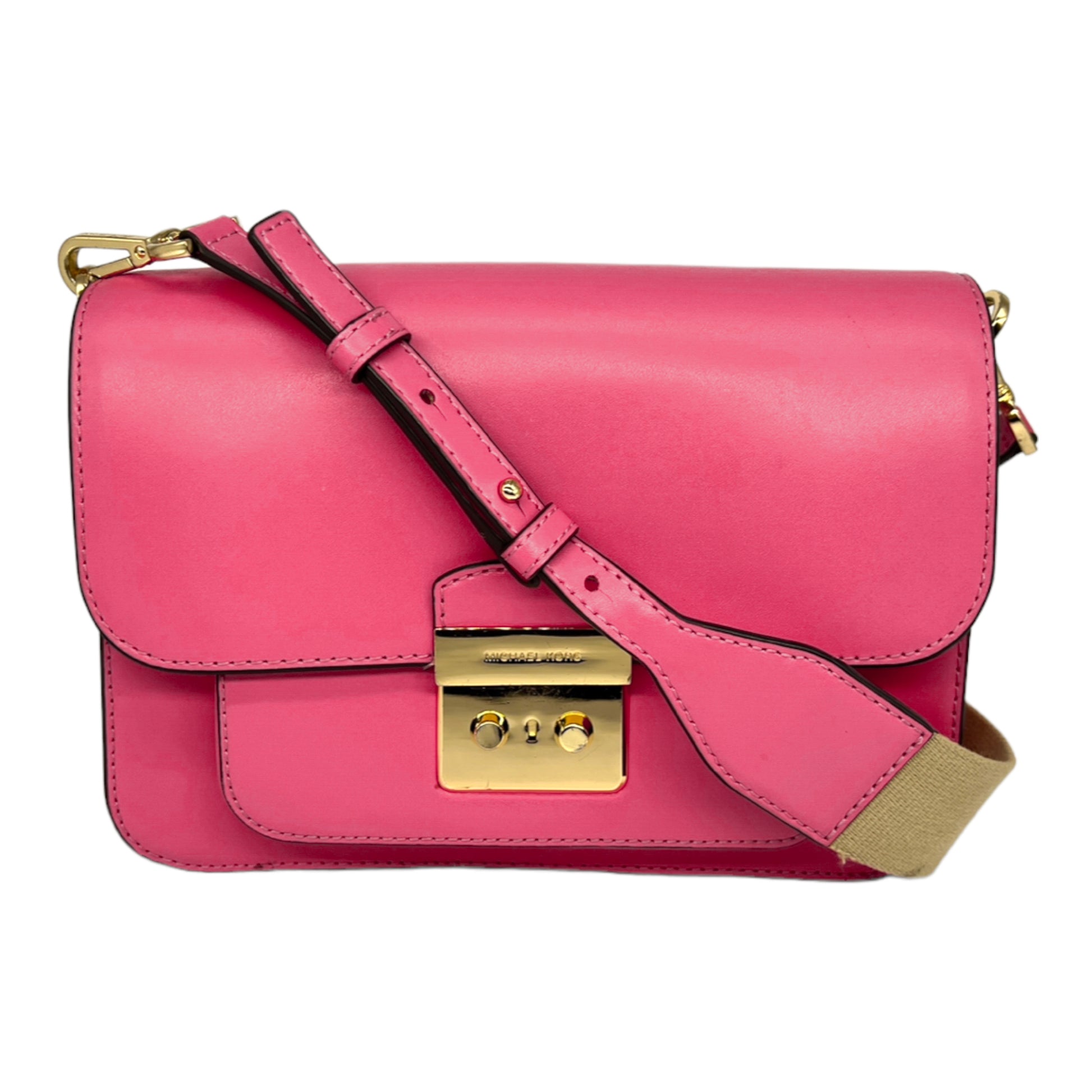 Michael Kors Sloan Editor Beige Soft Pink Leather Chain Strap Small  Shoulder Bag