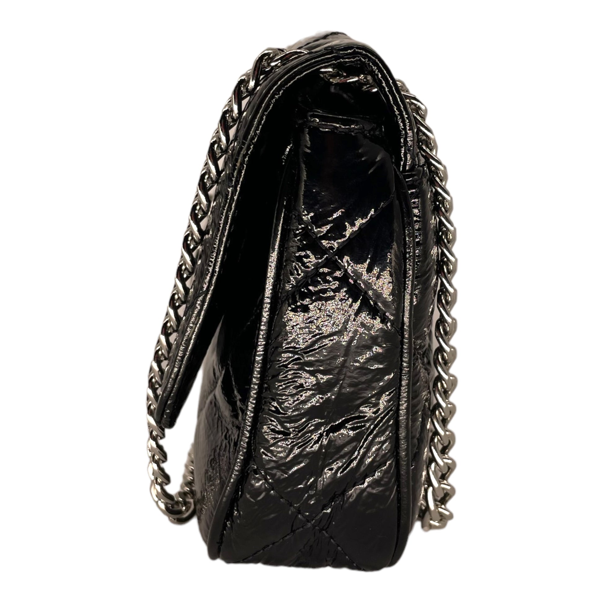 Michael Kors Hamilton Satchel Bag with silver Chain - Black