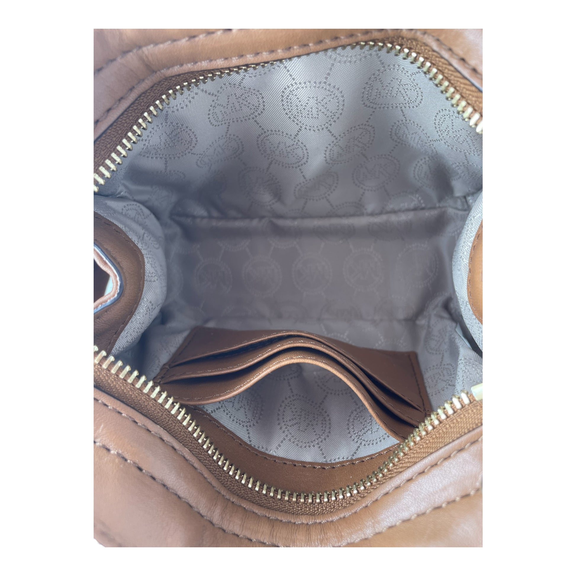 Michael Kors Selma Stud Mini Leather Pale Gold Crossbody Bag Very Good