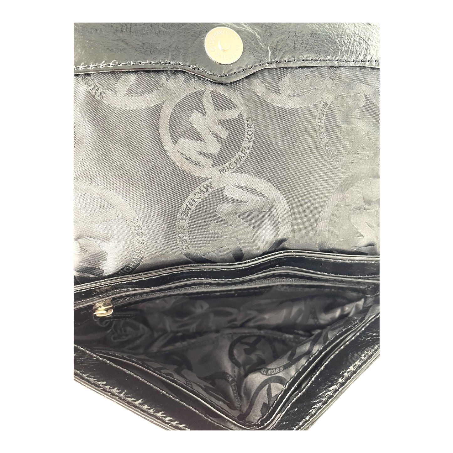 Michael Kors Hamilton Patent Leather Small Flap Gunmetal Shoulder Bag