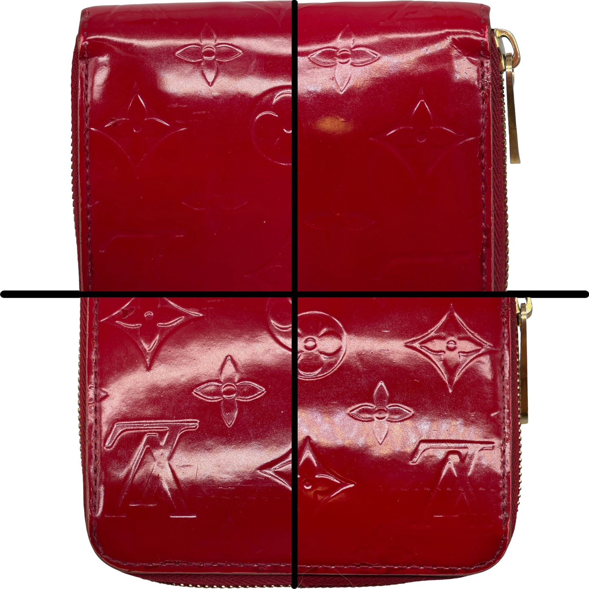 Louis Vuitton Vernis Zippy Red Sleaze M90200 Round Long Wallet